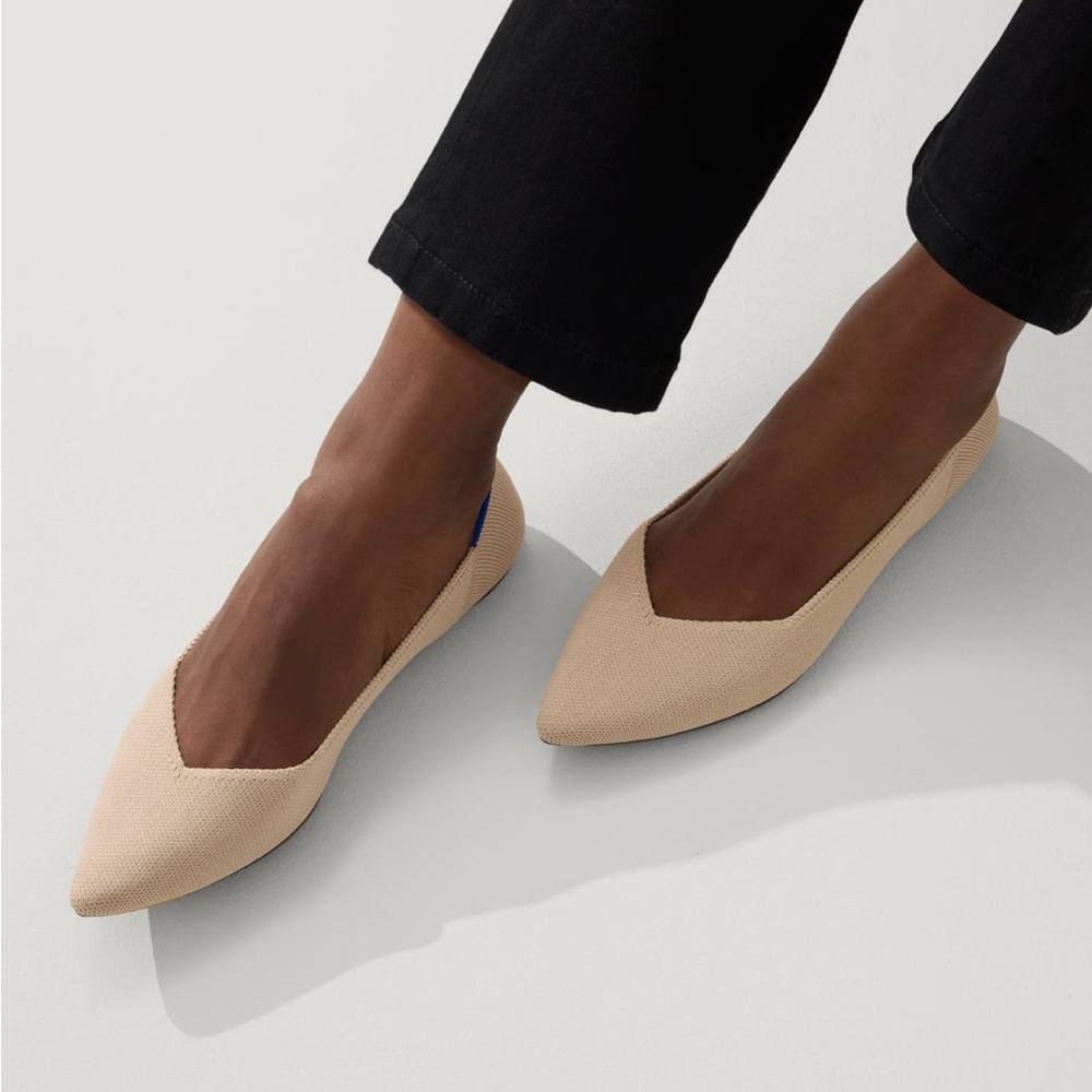 Rothy's Women's Pointed Toe Ecru Flats